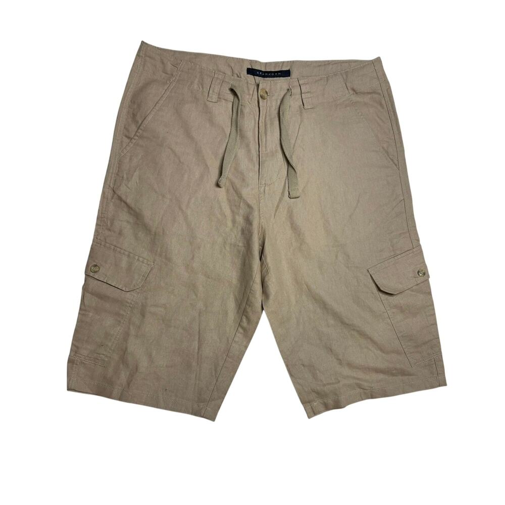 Sean John Linen Blend Cargo Shorts SZ 36